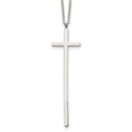 Chisel Stainless Steel Polished Long Cross Pendant on a 30 inch Cable Chain Necklace, 30 x 15.5 mm
