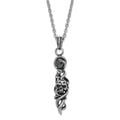 Stainless Steel Antiqued and Polished Black CZ Skull Necklace, 18 mm
