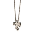 Stainless Steel Antiqued and Polished w/ Crystals Cross Necklace, 18 mm