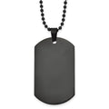 Chisel Stainless Steel Polished Black IP-plated Dog Tag on a 20 inch Ball Chain Necklace, 20 x 29.43 mm