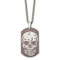 Stainless Steel Polished Brown IP-plated Skull Dog Tag 24 inch Necklace, 24 x 28.67 mm