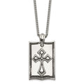Stainless Steel Antiqued and Polished Cross Dog Tag 24in Necklace, 24 mm