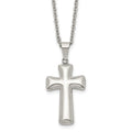 Chisel Stainless Steel Polished Medium Pillow Cross Pendant on an 18 inch Cable Chain Necklace, 18 x 17.5 mm