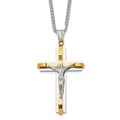 Chisel Stainless Steel Polished Yellow IP-plated Crucifix Pendant on a 24 inch Curb Chain Necklace, 24 x 36.57 mm