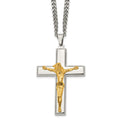 Chisel Stainless Steel Polished Yellow IP-plated Crucifix Pendant on a 24 inch Curb Chain Necklace, 24 x 39.89 mm