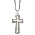 Chisel Stainless Steel Polished Pillow Cross Pendnat on a 24 inch Curb Chain Necklace, 24 x 23.5 mm