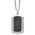 Chisel Stainless Steel Brushed and Polished Black IP-plated Dog Tag on a 24 inch Curb Chain Necklace, 24 x 29.54 mm