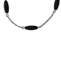 Stainless Steel Polished Black Agate Necklace, 20 mm