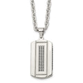 Chisel Stainless Steel Brushed and Polished Black IP-plated with Black CZ Dog Tag on a 24 inch Cable Chain Necklace, 24 x 19.5 mm