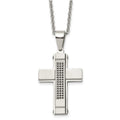 Stainless Steel Brushed and Polished w/Black CZ Cross 24in Necklace, 24 x 26.57 mm