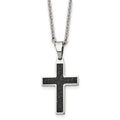 Chisel Stainless Steel Polished and Textured Black IP-plated Cross Pendant on a 24 inch Cable Chain Necklace, 24 x 17.73 mm