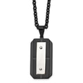 Chisel Stainless Steel Brushed and Polished Black IP-plated Dog Tag on a 24 inch Cable Chain Necklace, 24 x 23.85 mm