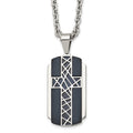 Stainless Steel Brushed and Polished Black IP-plated Cross 24in Necklace, 24 mm, 43.49 g