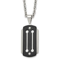 Stainless Steel 24in Brushed and Polished Black IP-plated Dog Tag Necklace, 24 x 23.89 mm