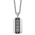 Chisel Stainless Steel Brushed and Polished Black IP-plated Dog Tag on a 24 inch Cable Chain Necklace, 24 x 23.56 mm