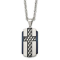 Stainless Steel Brushed and Polished Black IP-plated Cross 24in Necklace, 24 mm, 42.56 g