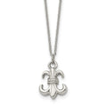 Stainless Steel Polished Fleur de lis 18.75in w/2 ext Necklace, 18.75 mm