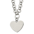 Stainless Steel Polished Large Heart 17.25in w/1.75in ext Necklace, 17.25 mm