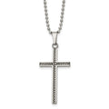 Chisel Stainless Steel Polished and Textured Braided Design Cross Pendant on a 20 inch Ball Chain Necklace, 20 x 20 mm