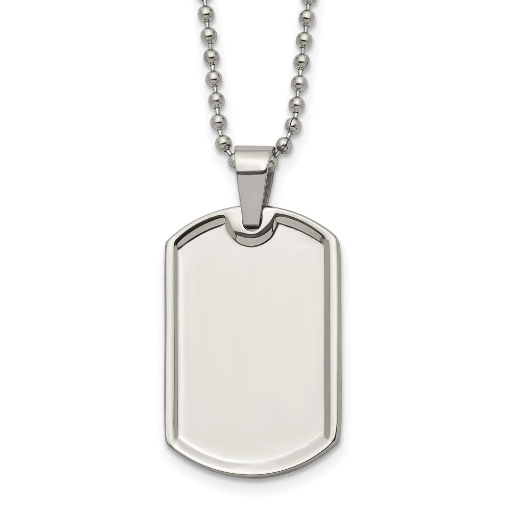 Chisel Stainless Steel Polished Dog Tag on a 20 inch Ball Chain Necklace, 20 x 20.92 mm