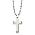 Chisel Stainless Steel Polished Cross Pendant on a 20 inch Ball Chain Necklace, 20 x 14.59 mm