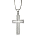 Chisel Stainless Steel Polished with CZ CutoutCross Pendant on a 22 inch Ball Chain Necklace, 22 x 26.99 mm