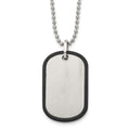 Chisel Stainless Steel Brushed Black IP-plated Edge Dog Tag on a 22 inch Ball Chain Necklace, 22 x 23.5 mm