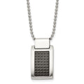 Stainless Steel Brushed Polished & Textured Black IP-plated 22in Necklace, 22 x 15.55 mm