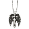 Chisel Stainless Steel Antiqued Brushed and Polished Winged Sword Pendant on a 22 inch Ball Chain Necklace, 22 x 21.2 mm