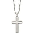 Chisel Stainless Steel Polished Black IP-plated Cable DAD Cross Pendant on a 24 inch Ball Chain Necklace, 24 x 33.03 mm