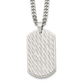Chisel Stainless Steel Brushed Polished and Textured Dog Tag on a 24 inch Curb Chain Necklace, 24 x 25.6 mm