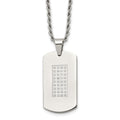 Chisel Stainless Steel Polished with CZ Dog Tag on a 22 inch Rope Chain Necklace, 22 x 18.78 mm