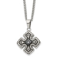 Chisel Stainless Steel Polished Black IP-plated with CZ Celtic Cross Pendant on a 20 inch Curb Chain Necklace, 20 x 27 mm