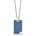 Chisel Stainless Steel Polished with Blue Carbon Fiber Inlay Rectangle Dog Tag on a 22 inch Cable Chain Necklace, 22 x 22.79 mm