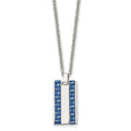 Chisel Stainless Steel Polished with Blue Carbon Fiber Inlay Dog Tag on a 22 inch Cable Chain Necklace, 22 x 6.71 mm