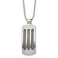 Chisel Stainless Steel Brushed and Polished with Cable Curved Dog Tag on a 22 inch Ball Chain Necklace, 22 x 18.1 mm