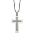 Stainless Steel Polished White Ceramic w/CZ Cross 23.75in Necklace, 24 x 29.28 mm