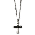 Stainless Steel Polished Black IP Cross Necklace, 22 x 23.6 mm