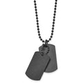 Chisel Stainless Steel Brushed and Laser Cut Black IP-plated Double Dog Tag on a 20 inch Ball Chain Necklace, 20 x 20 mm
