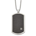 Chisel Stainless Steel Brushed Laser Cut Black IP-plated with CZ Dog Tag on a 24 inch Ball Chain Necklace, 24 x 26.88 mm