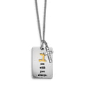 Stainless Steel Polished Yellow IP w/ CZ I AM WITH YOU Cross Necklace, 20.5 mm