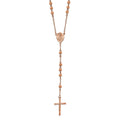 Chisel Stainless Steel Polished Rose IP-plated 30 inch Rosary Necklace, 30 x 23.4 mm