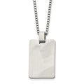 Stainless Steel Brushed Rectangle Dog Tag 22in Necklace, 22 mm