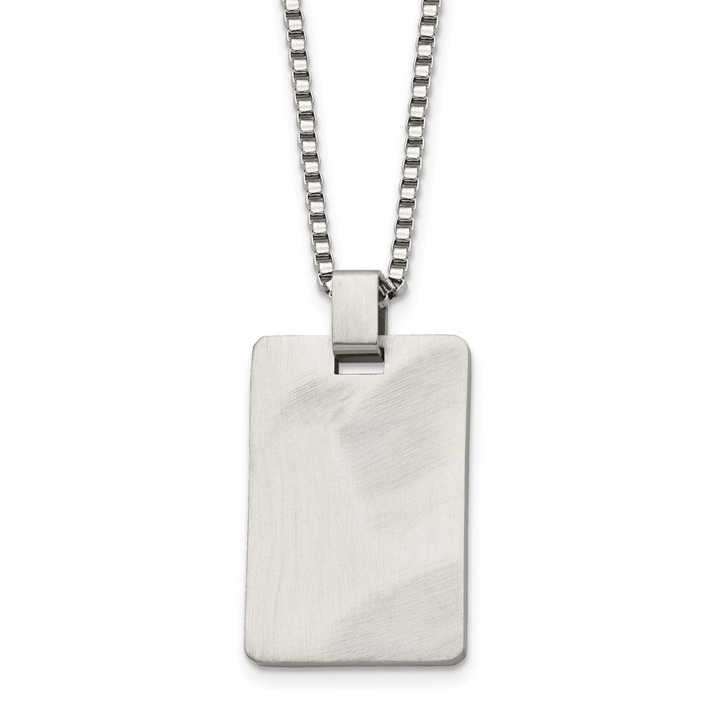 Stainless Steel Brushed Rectangle Dog Tag 22in Necklace, 22 mm
