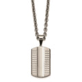 Stainless Steel Brushed/Polished Grooved/Concaved Dogtag Necklace, 24 mm