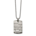 Stainless Steel Brushed and Polished Patterned Dogtag Necklace, 22 mm