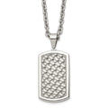 Chisel Stainless Steel Polished Weaved Pattern Dog Tag on a 24 inch Cable Chain Necklace, 24 x 42.7 mm