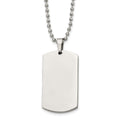Chisel Stainless Steel Brushed and Polished Rounded Edge 4mm Dog Tag on a 24 inch Ball Chain Necklace, 24 x 21.53 mm