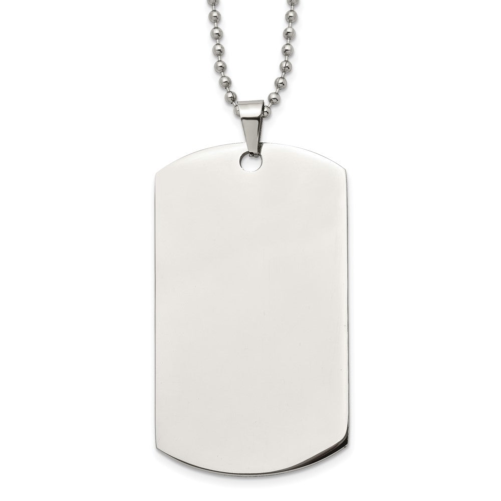 Chisel Stainless Steel Brushed and Polished Round Edge XLarge 2mm Dog Tag on a 24 inch Ball Chain Necklace, 24 x 36.3 mm