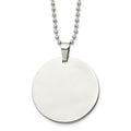 Chisel Stainless Steel Brushed and Polished Reversible Round 2mm Dog Tag on a 24 inch Ball Chain Necklace, 24 x 37.95 mm